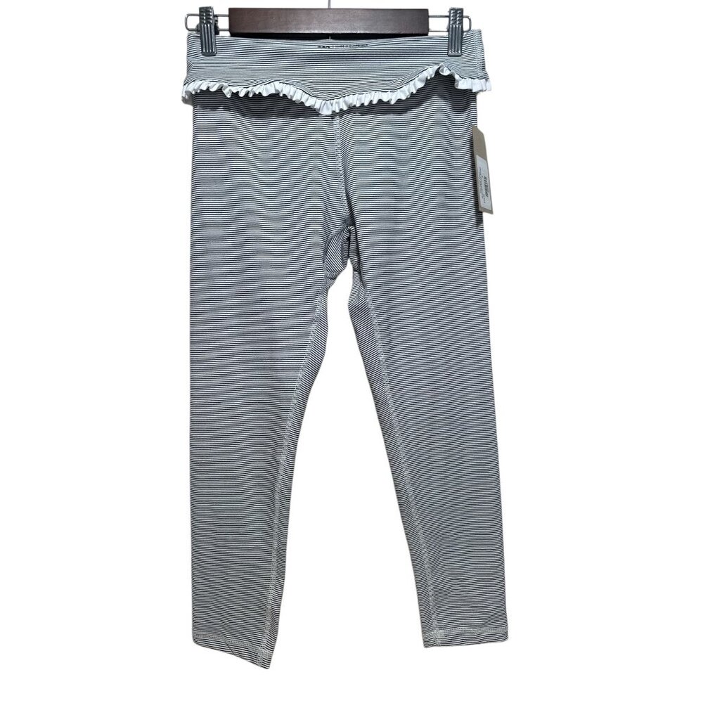 Albion Petal Leggings Women Small Ruffle Capri Y2K Balletcore Pilates Gym Stripe - Picture 4 of 16